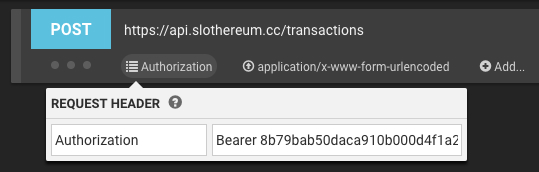 Setting a custom Authorization header for a request
