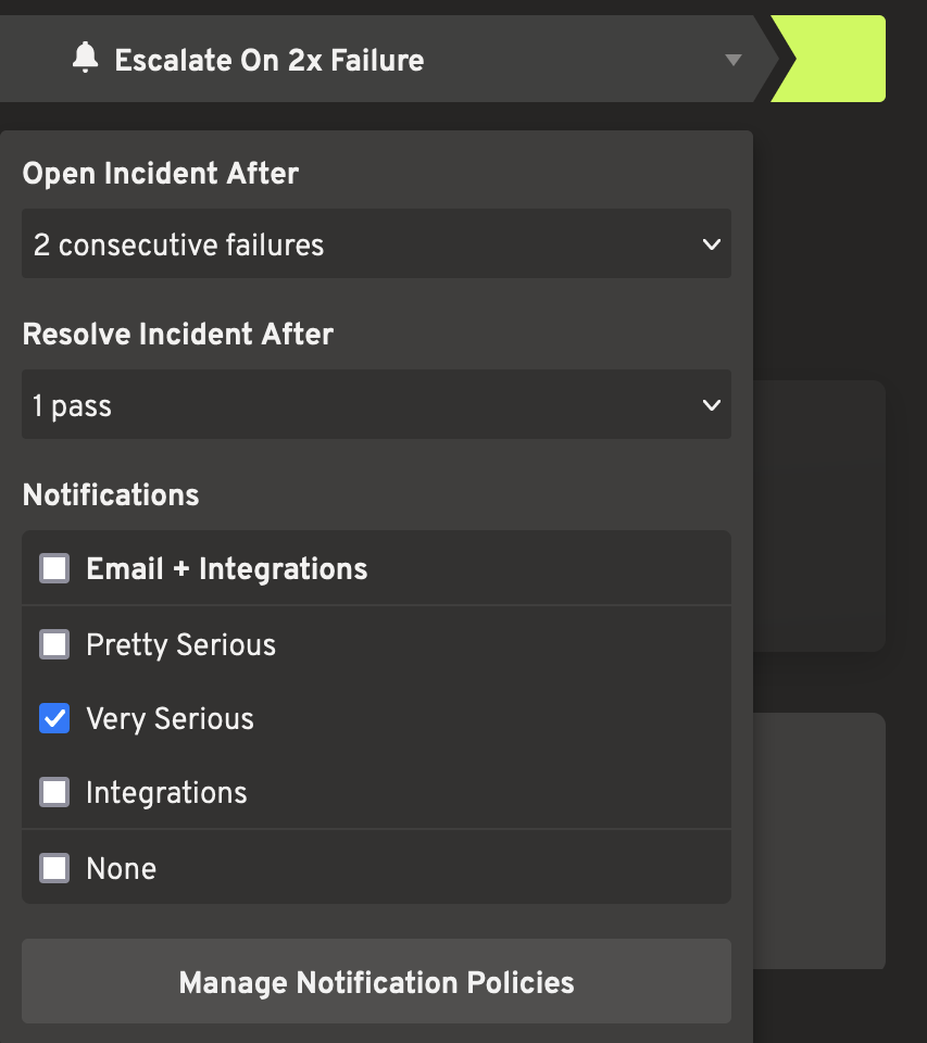 Configuring a monitor's escalation behavior