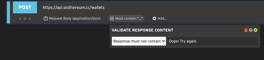 Validating the response does not contain an error message